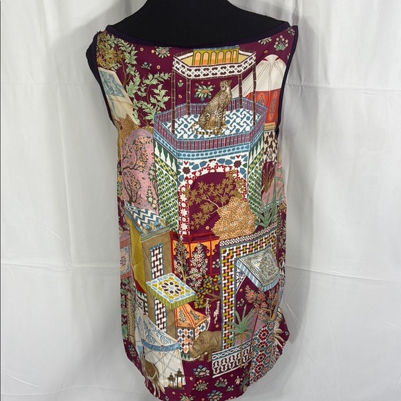 Salvatore Ferragamo Limited Edition Burgundy Multicolor Silk Top Size S - Picture 2 of 10